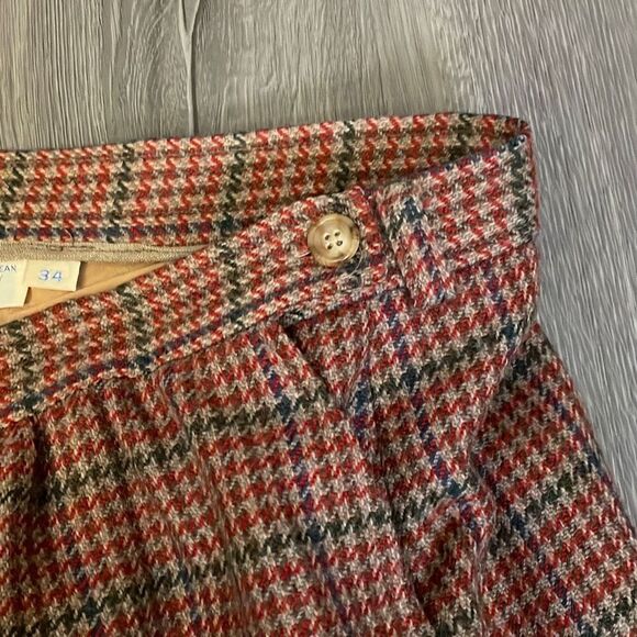 Vintage J.G. Hook Wool Skirt Plus Size Fall Red, Green Blue Houndstooth Plaid Sk - Picture 7 of 9